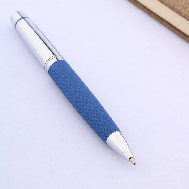 Metallist nahast pastapliiats Sinine roostevabast terasest kingituseks keerutavad kirjatarbed õpilaste kontoritarvete tindipliiatsid