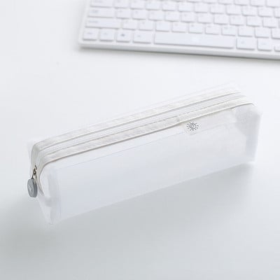 1 db rácsos átlátszó tolltartó egyszínű tároló ceruza toll tanulói papírtáska iskolai koreai változatú táska