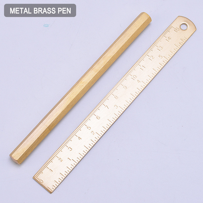 Retro misiņš ar mērogu Metāla lodīšu pildspalva Dāvana Sešpusēja pildspalva Luksusa pildspalva rakstīšanai Kancelejas piederumi Biroja skolas piederumi