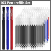 103 τμχ Σετ στυλό τζελ Σετ μπαλάκι/βελόνα Στυλό ομαλή γραφή και στεγνώνει γρήγορα 0,5 mm Μαύρο/μπλε/κόκκινο Ανταλλακτικό ανταλλακτικό kawaii Χαρτικά