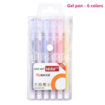 Set de stilouri cu gel colorat 6/10/12 culori, 0,5 mm, rezerve, tijă, cont de mână, Kawaii DIY, jurnal cu glonț, articole de papetărie pentru scris