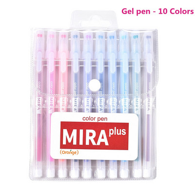 Set de stilouri cu gel colorat 6/10/12 culori, 0,5 mm, rezerve, tijă, cont de mână, Kawaii DIY, jurnal cu glonț, articole de papetărie pentru scris