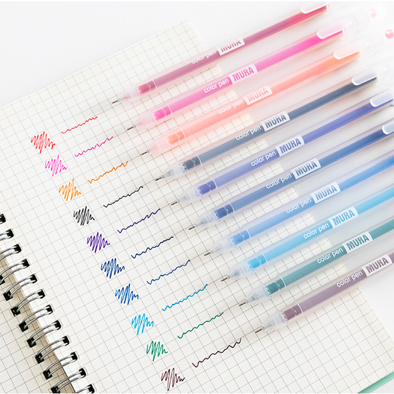 Set de stilouri cu gel colorat 6/10/12 culori, 0,5 mm, rezerve, tijă, cont de mână, Kawaii DIY, jurnal cu glonț, articole de papetărie pentru scris
