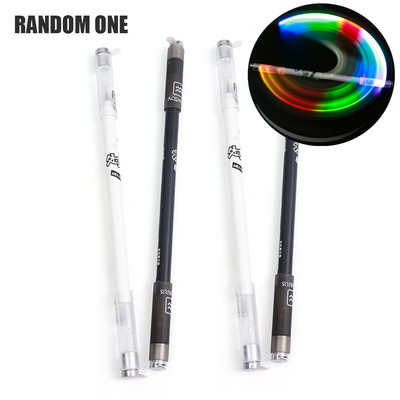 Pix cu gel cu bliț LED rotativ creativ, cu lumină pentru studenți, modă pentru copii, pix rotativ de 0,5 mm, pix cu bilă cu baterie, cadou pentru copii