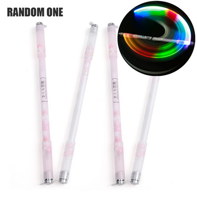 Pix cu gel cu bliț LED rotativ creativ, cu lumină pentru studenți, modă pentru copii, pix rotativ de 0,5 mm, pix cu bilă cu baterie, cadou pentru copii