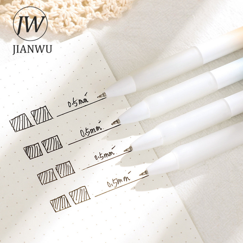JIANWU 4 ks/sada gélových pier Simple Gradient Press 0,5 mm čierny atrament ST hrot kancelárske podpisové pero študentské písacie potreby papiernictvo