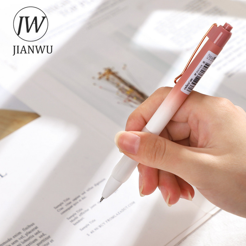 JIANWU 4 ks/sada gélových pier Simple Gradient Press 0,5 mm čierny atrament ST hrot kancelárske podpisové pero študentské písacie potreby papiernictvo