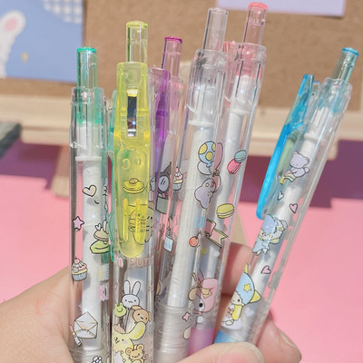 6 бр. Аниме канцеларски материали Kawaii Pen Cartoon Сладки ученически пособия Химикалки Комплект японски химикалки Сладки неща Гел писалка Инструменти за писане