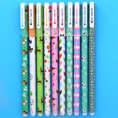 10 bucăți/set pix colorat drăguț, floare, animal, stea înstelată, pix colorat cu gel, 0,5 mm, pentru școală Kawaii coreeană Stationary