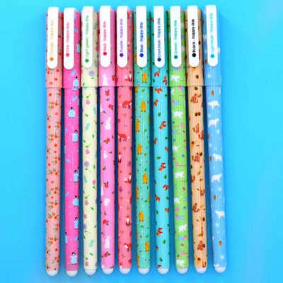 10 bucăți/set pix colorat drăguț, floare, animal, stea înstelată, pix colorat cu gel, 0,5 mm, pentru școală Kawaii coreeană Stationary