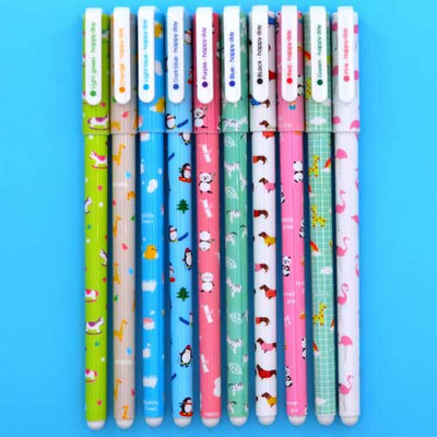 10 bucăți/set pix colorat drăguț, floare, animal, stea înstelată, pix colorat cu gel, 0,5 mm, pentru școală Kawaii coreeană Stationary