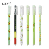 6 tk/komplekt 0,5 mm Kawaii Avocado kustutatav pliiats pestav käepide Sinine tindiga kirjutusgeelpliiatsid koolitarvete jaoks õpilase statsionaarsed