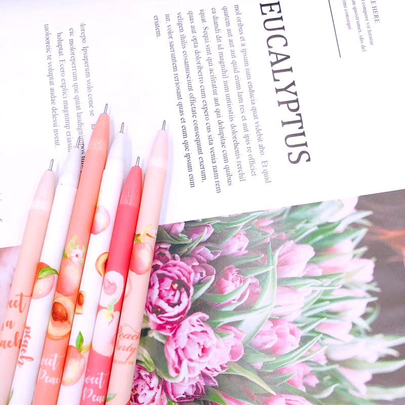 6Pcs/set 0,5 mm breskve Izbrisiva olovka Periva ručka Plava tinta Gel olovke za pisanje za Školski uredski pribor Studentski pribor