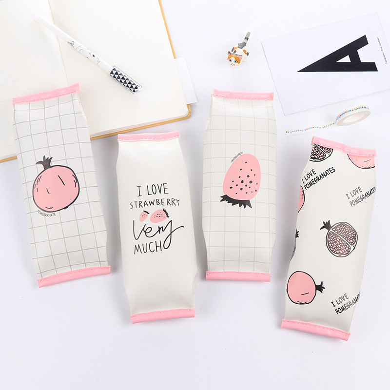Kreativna školska pernica od nara, jagoda, slatka torbica za olovke od pu kože, torbica za pisarice, uredski školski pribor Zakka
