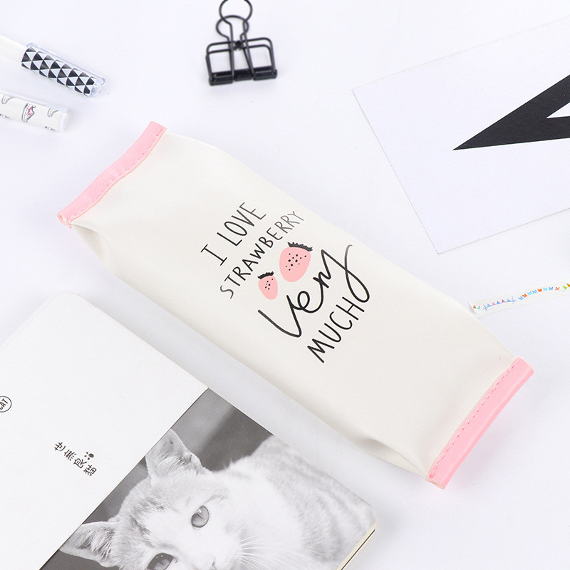 Kreativna školska pernica od nara, jagoda, slatka torbica za olovke od pu kože, torbica za pisarice, uredski školski pribor Zakka