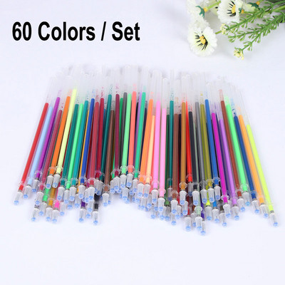 Gel olovka s punjenjem od 60 boja 0,8 mm Metalni svjetlucavi marker Fluorescentna tinta Šareni uložak za slikanje Ručka Štap Wring Pribor