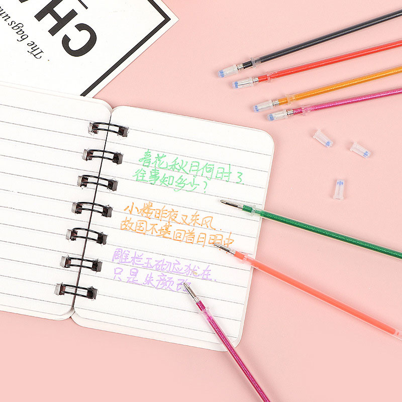 60 Colors Gel Pen Refill 0,8mm Metal Glitter Highlighter Fluorescent Ink Colorful Cartridge Painting Handle Rod Wring Stationery