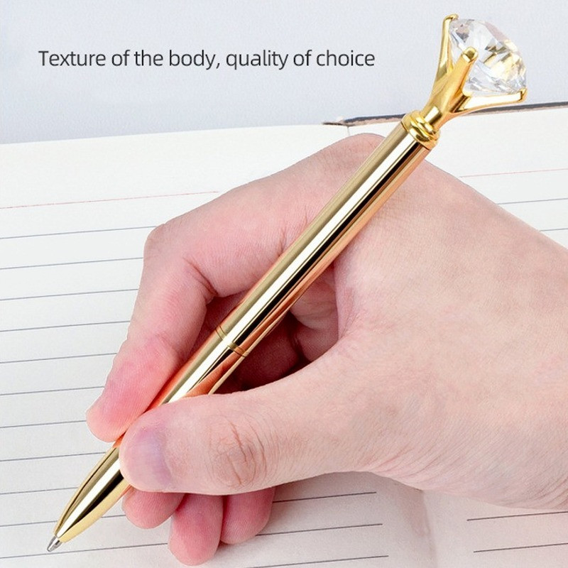 Pix de cristal cu diamante de carate mari, pixuri cu bile cu bijuterie drăguță, stilou cu bilă din metal, stilou magic Kawaii, rechizite de birou pentru școală de modă