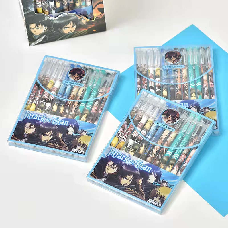 6Pcs/set Attack on Titan 0,5 mm Izbrisiva gel olovka Punjenje Štapići Ručka koja se može prati Dječji školski pribor Poklon Figma Eren Jaeger