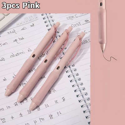 Set de pixuri cu gel la atingere moale 3/5 buc. Prindere din silicon Scriere durabilă 0,5 mm Cilindră neagră Cerneală de birou Școală F7319