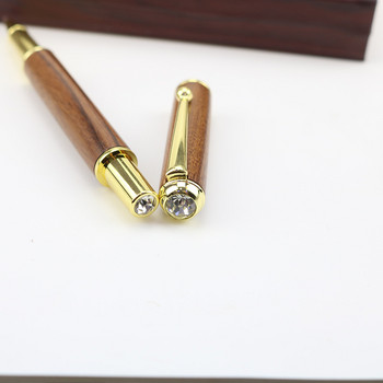 Луксозна ретро ролкова химикалка от секвоя 0,5 mm химикалка с черно мастило с диаманти Бизнес подписна писалка Училищни канцеларски принадлежности