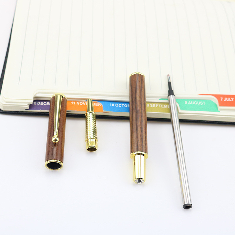 Luksuzna retro kemijska kemijska olovka od sekvoje 0,5 mm s crnom tintom i dijamantima Poslovna olovka s potpisom Školski uredski pribor za pisanje