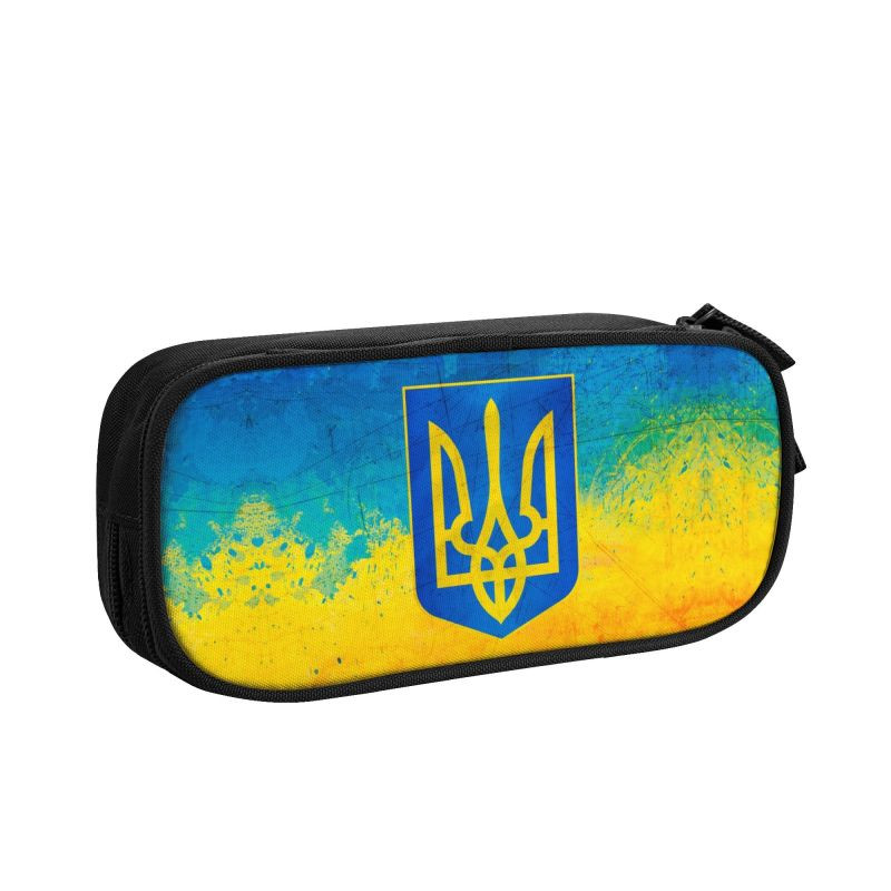 Tocuri de creioane cu steagul ucrainean coreean pentru băieți, stema personalizată a ucrainei, cutie de pix de capacitate mare, accesorii școlare