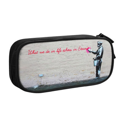 Προσαρμοσμένη μολυβοθήκη Banksy's Balloon Girl Kawaii Boy Girl μεγάλης χωρητικότητας Σχολική τσάντα μολυβιών Banksy World Peace