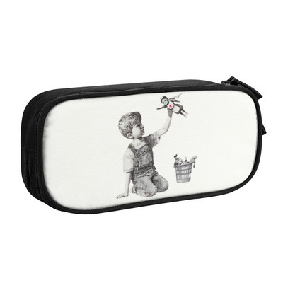 Προσαρμοσμένη μολυβοθήκη Banksy's Balloon Girl Kawaii Boy Girl μεγάλης χωρητικότητας Σχολική τσάντα μολυβιών Banksy World Peace