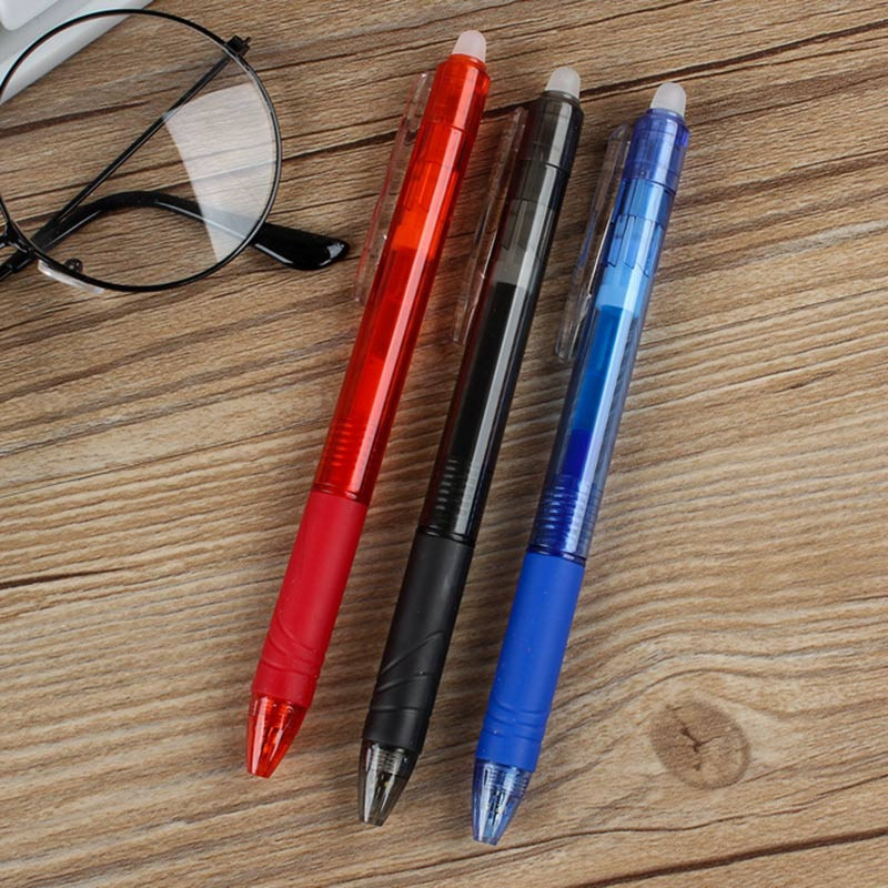 0,7 mm vymazateľné pero s náplňou, tlačidlom, posuvnou rukoväťou, červenou, modrou, čiernou, zelenou atramentovou tyčinkou, kancelárske príslušenstvo, zasúvateľné vymazateľné gélové pero