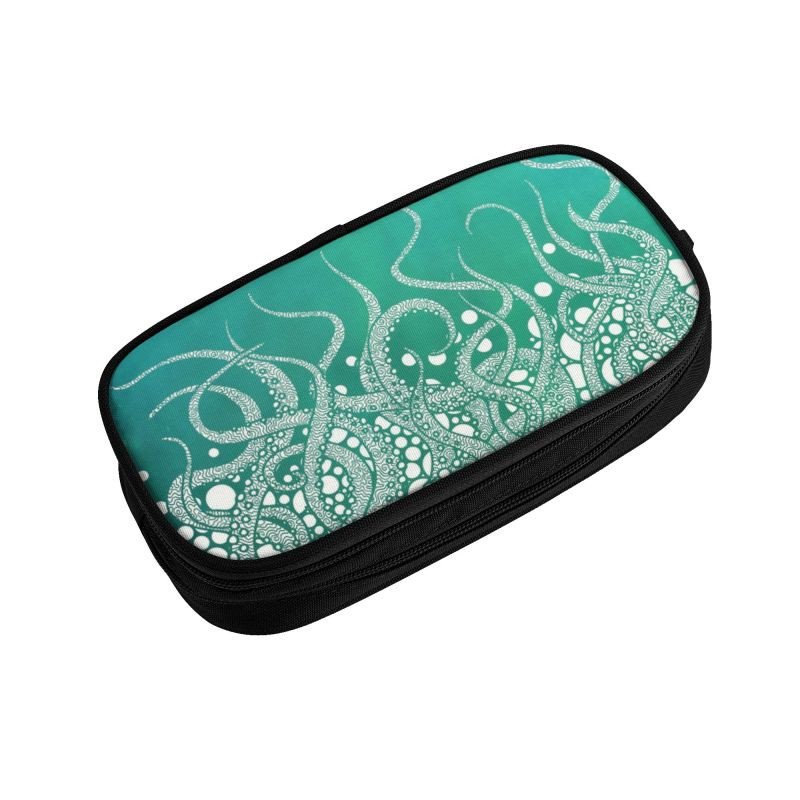 Τυρκουάζ χταπόδι Cthulhu πλοκάμια Κορεάτικη μολυβοθήκη Boy Μεγάλη αποθήκευση Sea Monster Kraken Τσάντα μολυβιών Θήκη φοιτητών χαρτικά