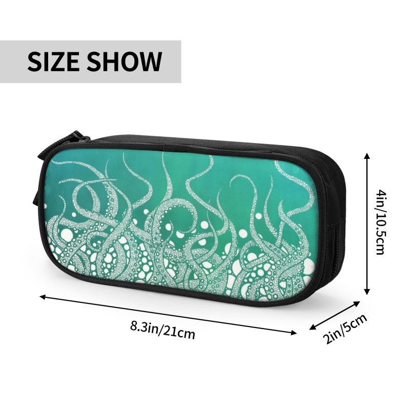 Τυρκουάζ χταπόδι Cthulhu πλοκάμια Κορεάτικη μολυβοθήκη Boy Μεγάλη αποθήκευση Sea Monster Kraken Τσάντα μολυβιών Θήκη φοιτητών χαρτικά