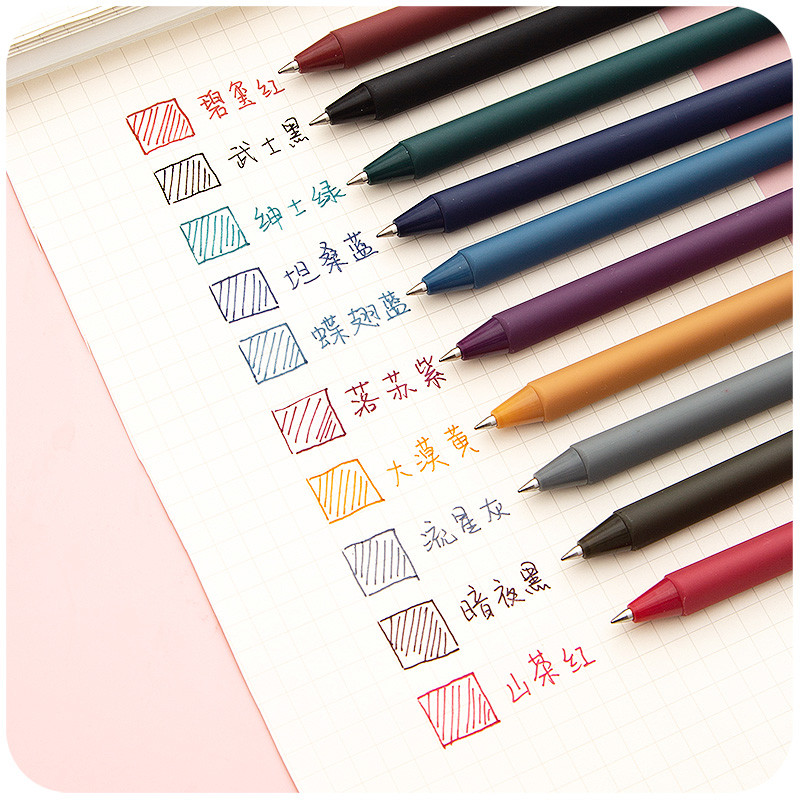 Set de 5 pixuri cu gel de culoare retro, 0,5 mm, pixuri cu bile cu rolă cu cerneală, gri vintage, purpuriu, cu uscare rapidă, marcator, căptușeală, birou, școală F727