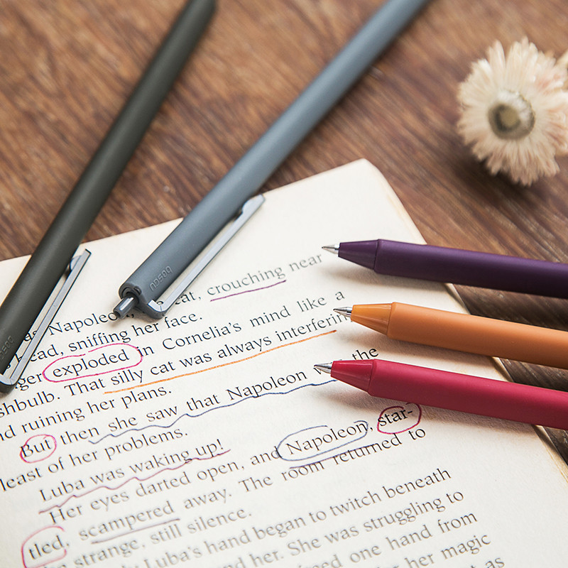 Set de 5 pixuri cu gel de culoare retro, 0,5 mm, pixuri cu bile cu rolă cu cerneală, gri vintage, purpuriu, cu uscare rapidă, marcator, căptușeală, birou, școală F727