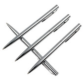 3PCS Baikingift Novi artikl Svijetlo srebrna kemijska olovka Rotirajuća metalna kemijska olovka od nehrđajućeg čelika Rotirajuća metalna kemijska olovka za pisanje Kemijska olovka