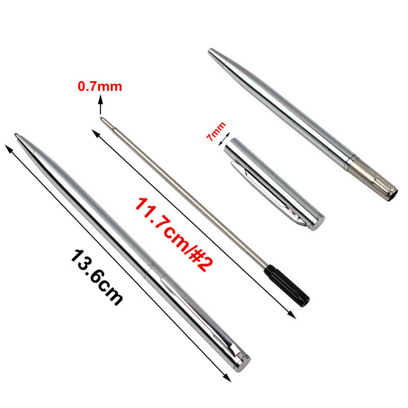 3PCS Baikingift Novi artikl Svijetlo srebrna kemijska olovka Rotirajuća metalna kemijska olovka od nehrđajućeg čelika Rotirajuća metalna kemijska olovka za pisanje Kemijska olovka