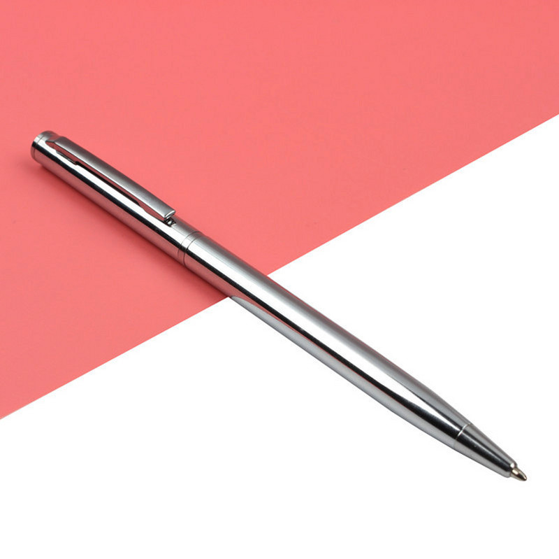 3PCS Baikingift Novi artikl Svijetlo srebrna kemijska olovka Rotirajuća metalna kemijska olovka od nehrđajućeg čelika Rotirajuća metalna kemijska olovka za pisanje Kemijska olovka