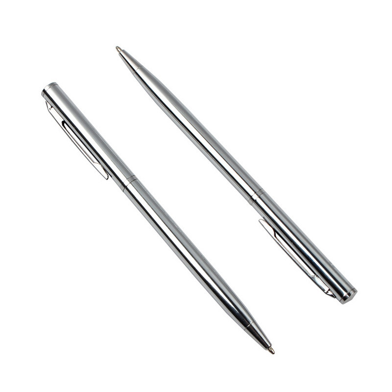 3PCS Baikingift Novi artikl Svijetlo srebrna kemijska olovka Rotirajuća metalna kemijska olovka od nehrđajućeg čelika Rotirajuća metalna kemijska olovka za pisanje Kemijska olovka