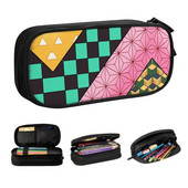 Korejas dēmonu slepkava Kimetsu No Yaiba zīmuļu futrāļi meitenēm, zēniem, pielāgoti Anime Manga liela izmēra glabāšanas pildspalvu kastes soma skolas piederumi