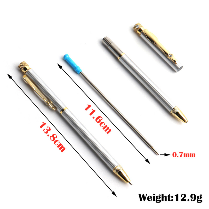 2/11/20PCS stilou cu bilă de diamant Pixuri cu bilă din metal Pix de papetărie 0,7 mm cerneală albastră Rechizite de birou și școlare