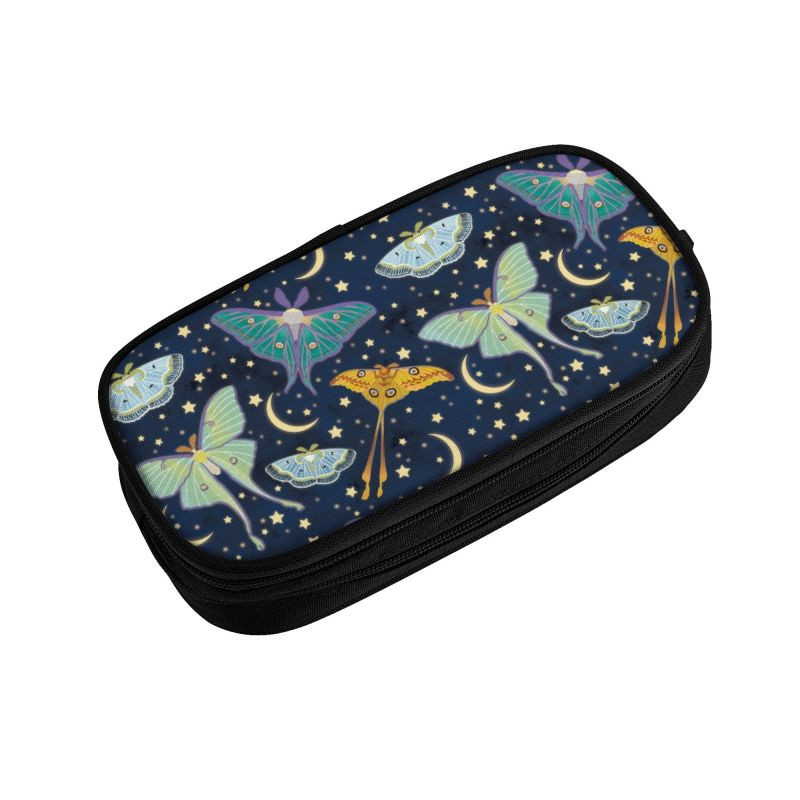 Kawaii Moon Moth raksta zīmuļu futrāļi meitenēm zēniem liela izmēra kukaiņu zīmuļu soma skolas piederumi