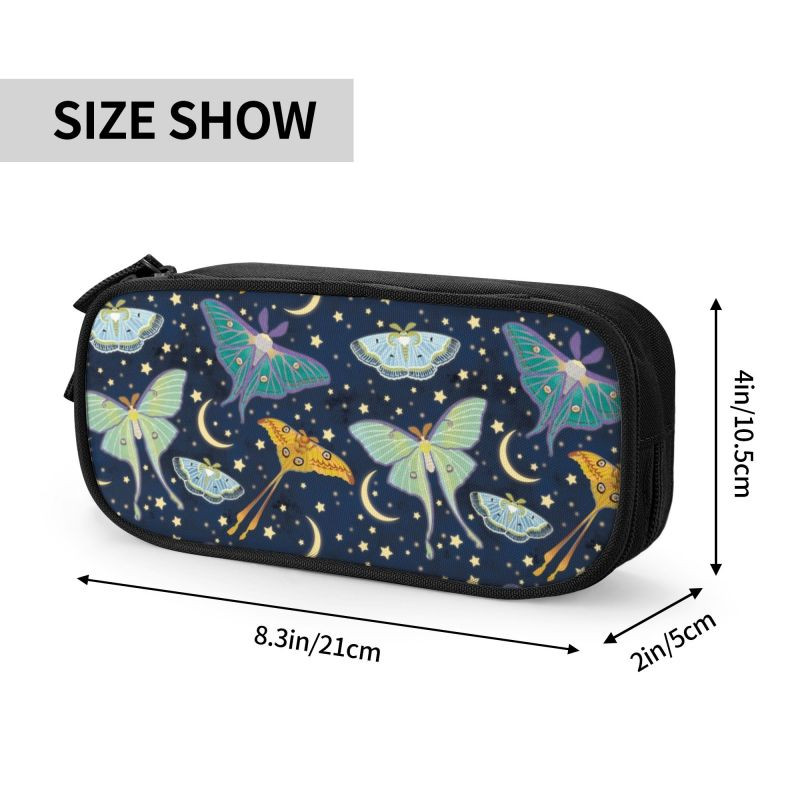 Kawaii Moon Moth raksta zīmuļu futrāļi meitenēm zēniem liela izmēra kukaiņu zīmuļu soma skolas piederumi