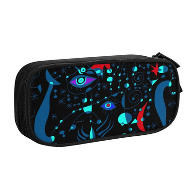 Pisică înconjurată de o pasăre Cutie de creion drăguță Fete Băieți Depozitare mare Joan Miro Artă abstractă Cutie de creion Papetărie pentru studenți