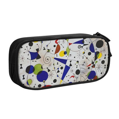 Pisică înconjurată de o pasăre Cutie de creion drăguță Fete Băieți Depozitare mare Joan Miro Artă abstractă Cutie de creion Papetărie pentru studenți