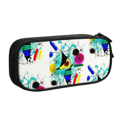 Pisică înconjurată de o pasăre Cutie de creion drăguță Fete Băieți Depozitare mare Joan Miro Artă abstractă Cutie de creion Papetărie pentru studenți