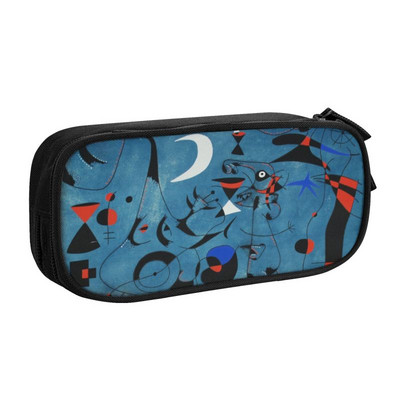 Pisică înconjurată de o pasăre Cutie de creion drăguță Fete Băieți Depozitare mare Joan Miro Artă abstractă Cutie de creion Papetărie pentru studenți