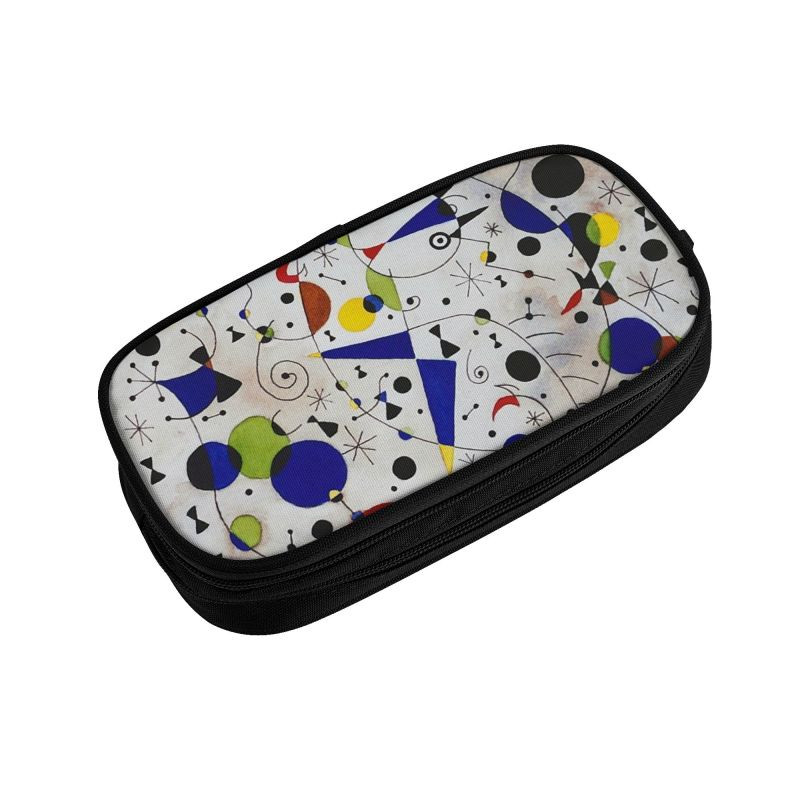 Pisică înconjurată de o pasăre Cutie de creion drăguță Fete Băieți Depozitare mare Joan Miro Artă abstractă Cutie de creion Papetărie pentru studenți