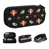 Kísérteties kiscicák iskolai tolltartók fiúknak Gilrs nagy kapacitású halloween boszorkány macska ceruzadoboz tanulóknak irodaszerek