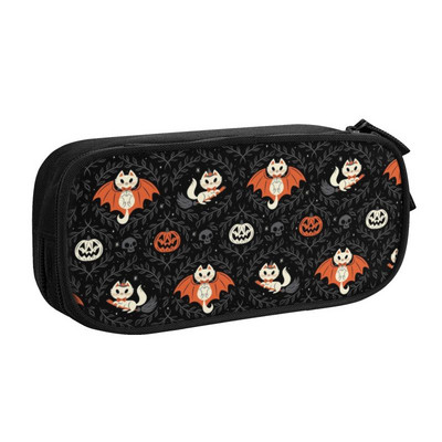 Kísérteties kiscicák iskolai tolltartók fiúknak Gilrs nagy kapacitású halloween boszorkány macska ceruzadoboz tanulóknak irodaszerek