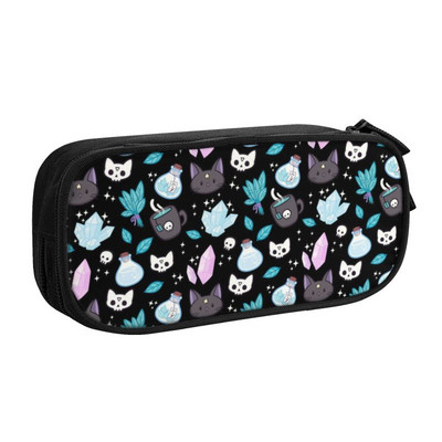 Kísérteties kiscicák iskolai tolltartók fiúknak Gilrs nagy kapacitású halloween boszorkány macska ceruzadoboz tanulóknak irodaszerek